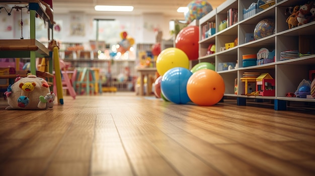 Childrens playroom with a wooden floor