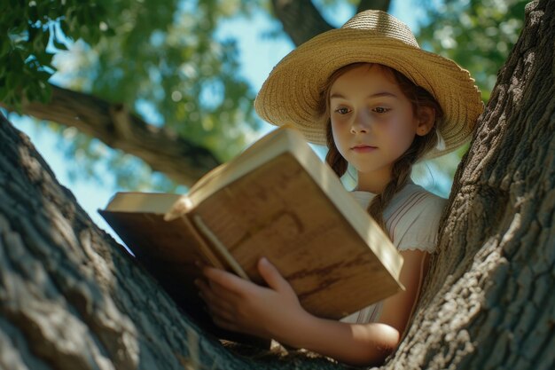 사진 어린이 들 의 책 읽기 와 기기 없는 레크리에이션