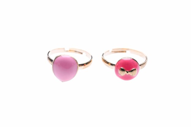 Childrens rings with pink stones