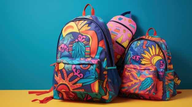 Childrens school backpack with a summer floral pattern design