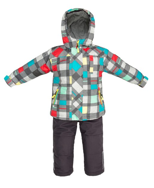 Childrens snowsuit fall on a white background