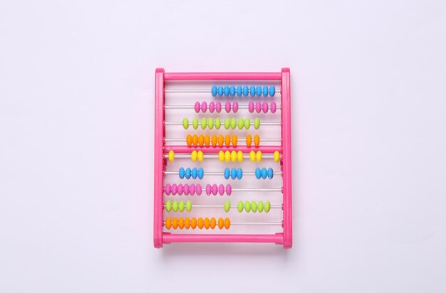 Photo childrens toy abacus on white background