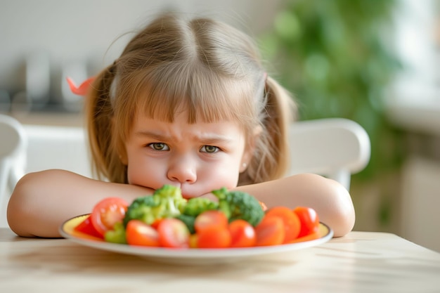Фото Недовольство детей едой свежих овощей