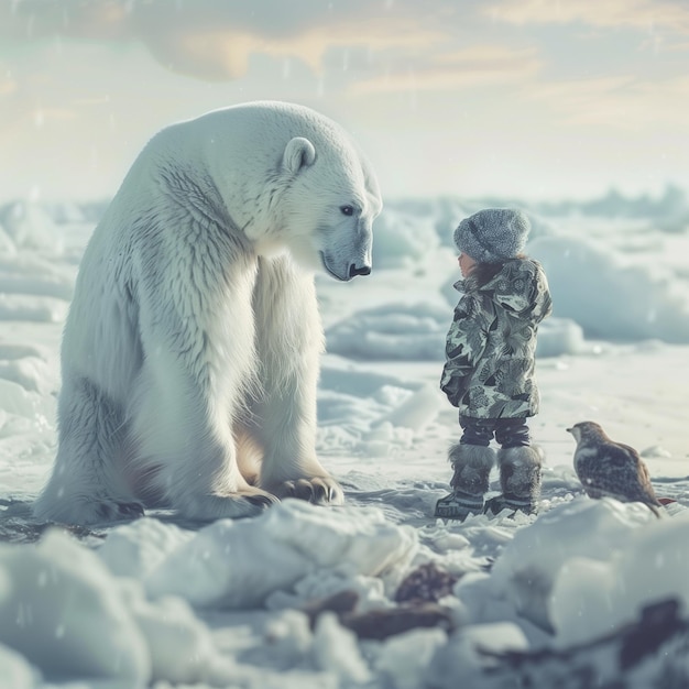 Photo childs encounter with a polar bear