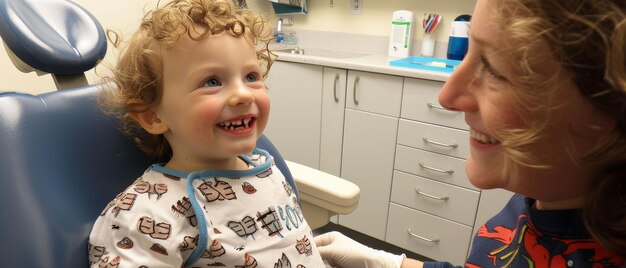 Photo a childs first visit to the dentist curious a little brave