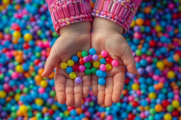 Childs Hands Holding Colorful Candy