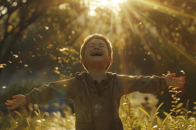 Photo a childs innocent laughter echoing in a park