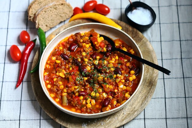 Foto chile con carne piatto tradizionale messicano