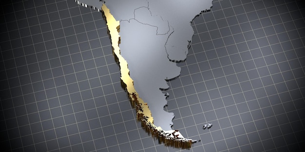 Chile country shape 3D illustration