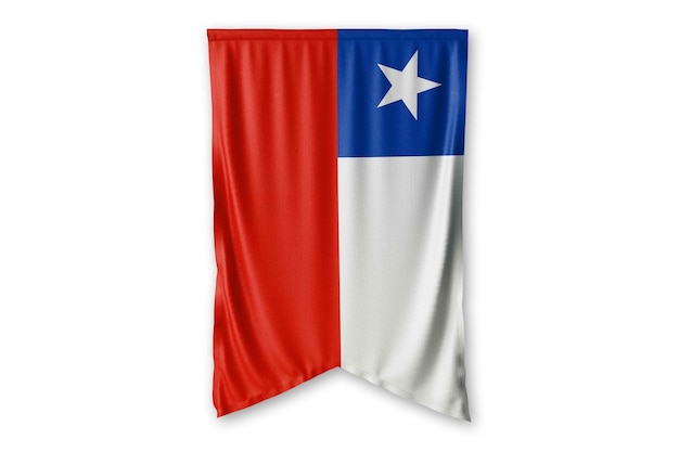 Photo chile flag hang on a white wall background image