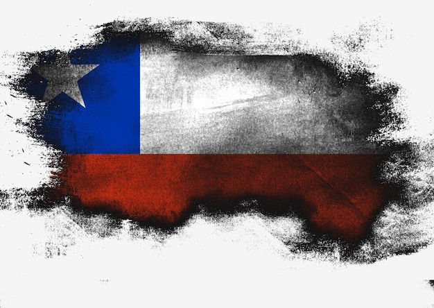 Chile flag painted with brush