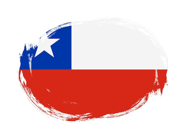 Chile flag in rounded stroke brush background