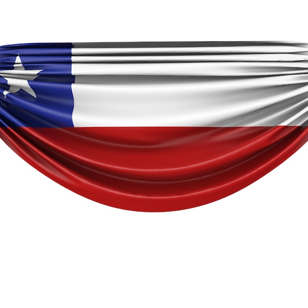 Chile national flag hanging fabric banner 3D Rendering