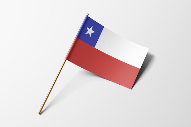 Photo chile small paper flag on white background