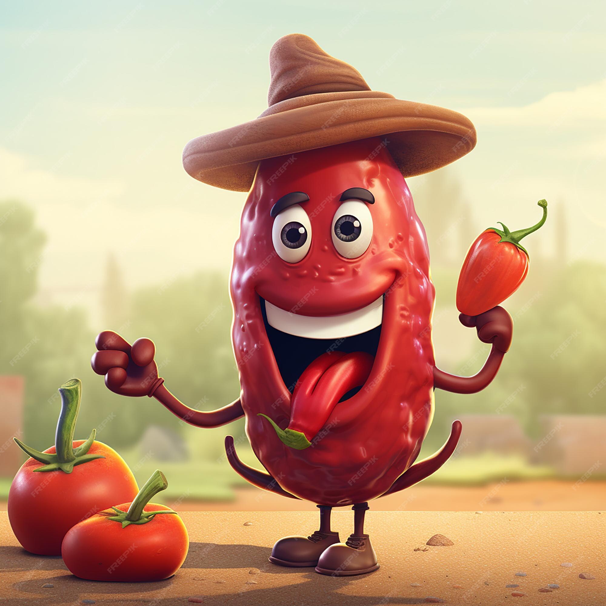 Premium AI Image Chili Cartoon Kids Character Chili Funny Chili Happy