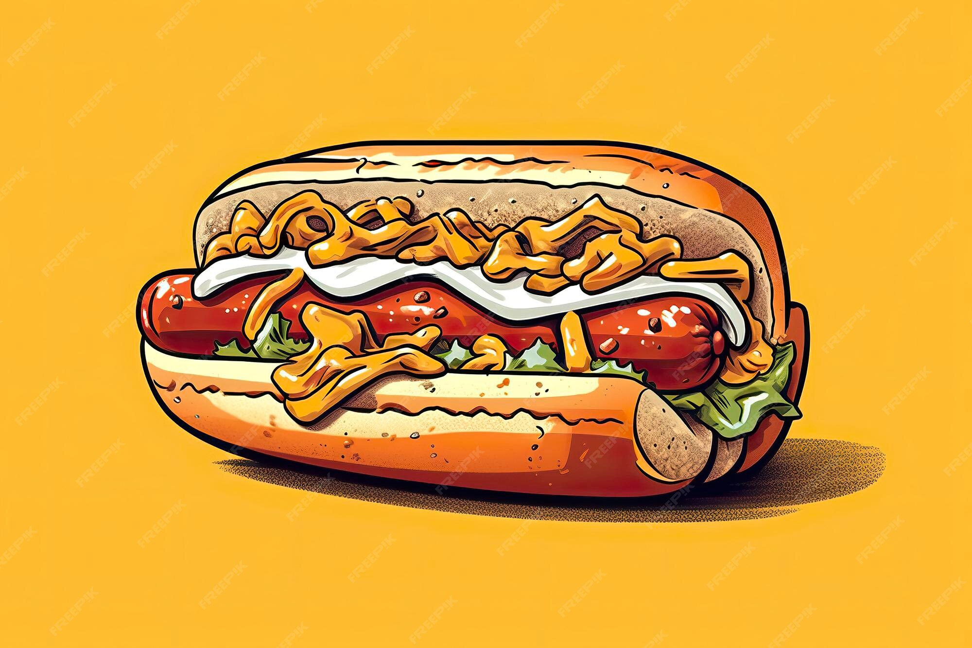 Premium AI Image Chili cheese dog illustration Food illustration