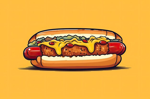 Chili cheese dog illustration Food illustration Generative AI