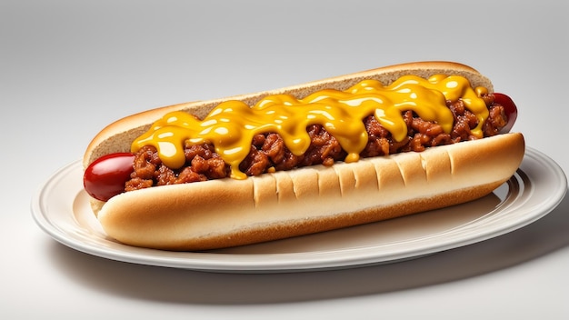 chili cheese dog isolated on white background