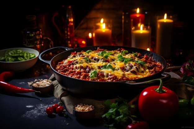 Chili con Carne with Melted Cheese