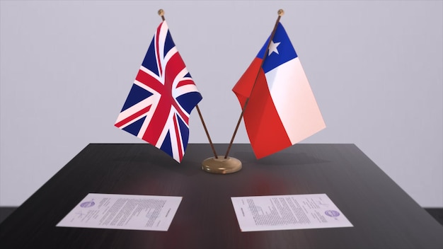 Chili en Britse vlag Politiek concept partnerovereenkomst tussen landen Partnerschapsovereenkomst