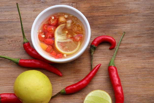 Chili fish sauce with lemon