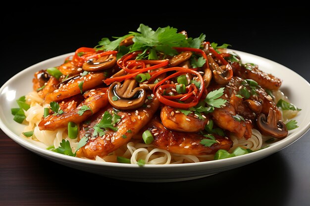 Chili Garlic Shrimp with Rice Noodles food recipe