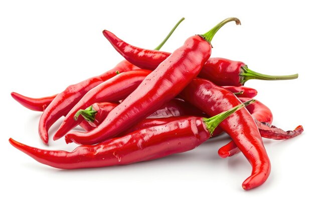 Chili Ingredient Macro Shot of Hot Peppers Mexican Spice Isolated on White Background