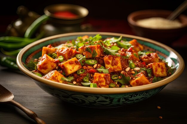 Chili knoflook zelfgemaakte paneer Indiaas eten foto