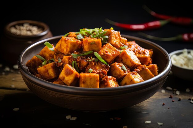 Chili knoflook zelfgemaakte paneer Indiaas eten foto