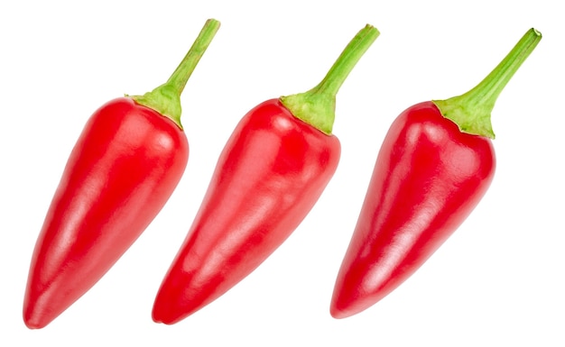 Chili peper collectie Chili met uitknippad geïsoleerd op een witte achtergrond