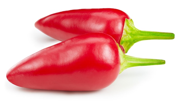 Chili peper geïsoleerd op witte achtergrond Rijpe chili peper Clipping Path