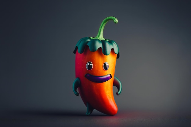 chili pepper character with a funny expression