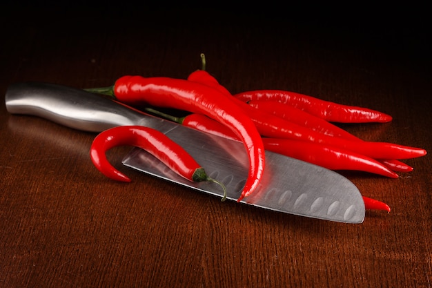 Chili pepper and knife