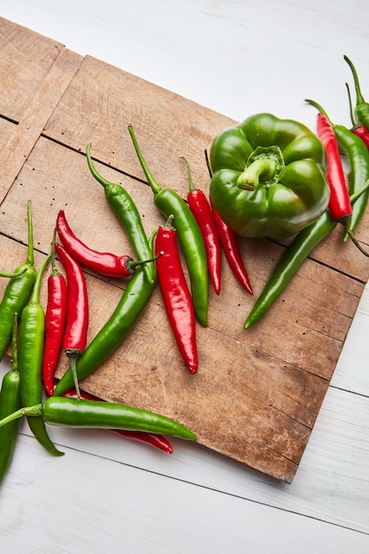 Chili pepper and sweet pepper for cooking sauce or ingredient