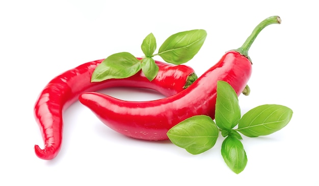 Chili pepper with basil herbs