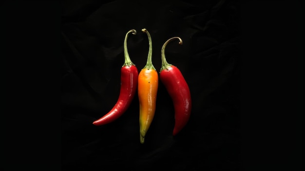 Chili peppers on a black background