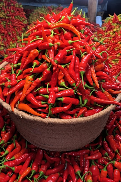 chili peppers in the market