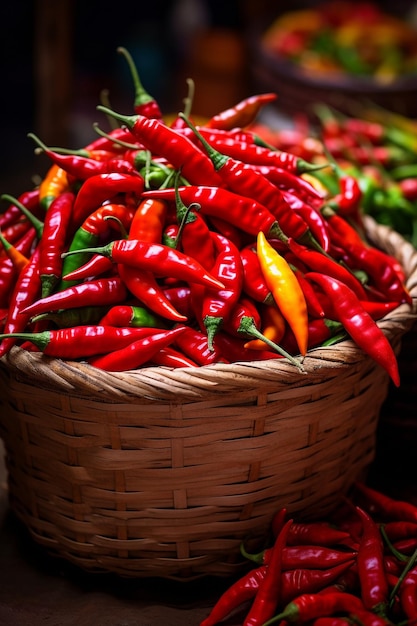 chili peppers in the market