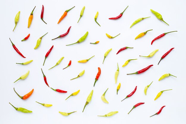 Chili Peppers on white background. 