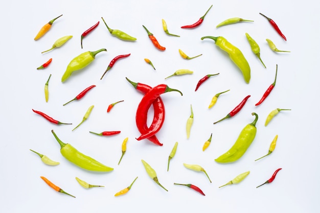 Chili Peppers on white background. 