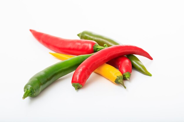 Chili peppers on a white background