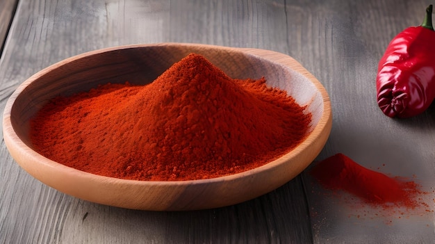chili powder on wooden table