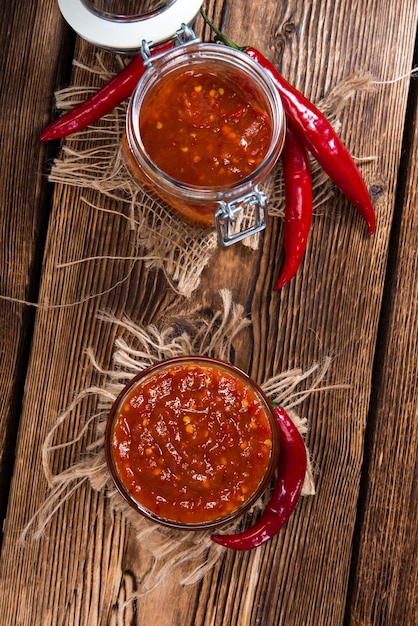 Foto salsa di peperoncino sambal oelek