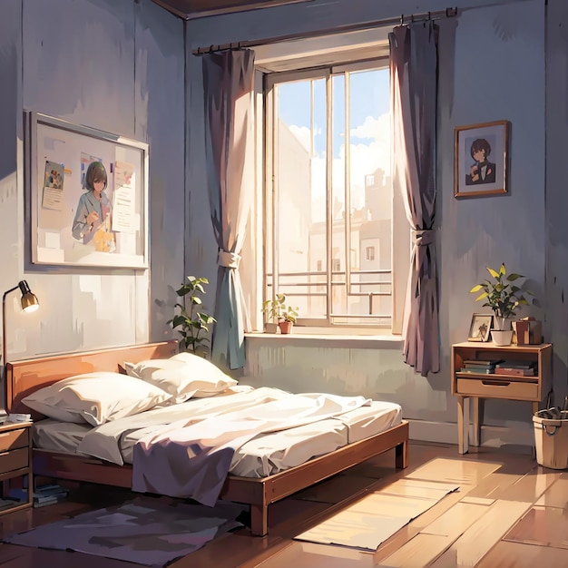 chill bedroom anime style
