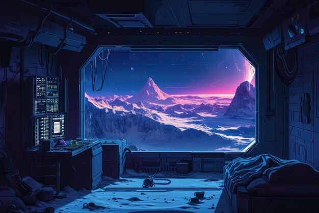 Photo chill of the cosmos interior of an arctic outpost