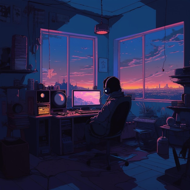 Foto chill lofi-illustratie