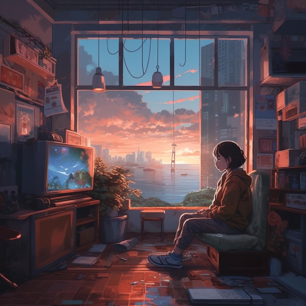 Premium AI Image | Chill lofi illustration