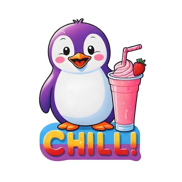 Chill Penguin with Milkshake