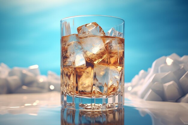 Chilled beverage with ice digitally created 3d