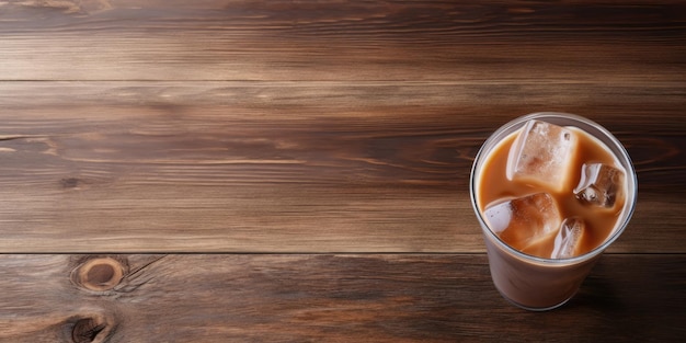 Photo chilled coffee on wood surface